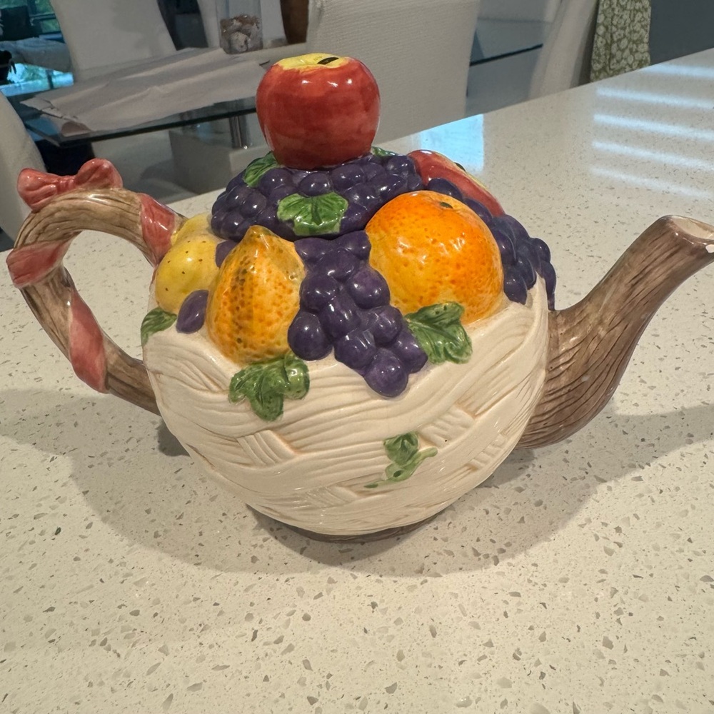 Vibrant Ceramic Teapot with Fruit Design
